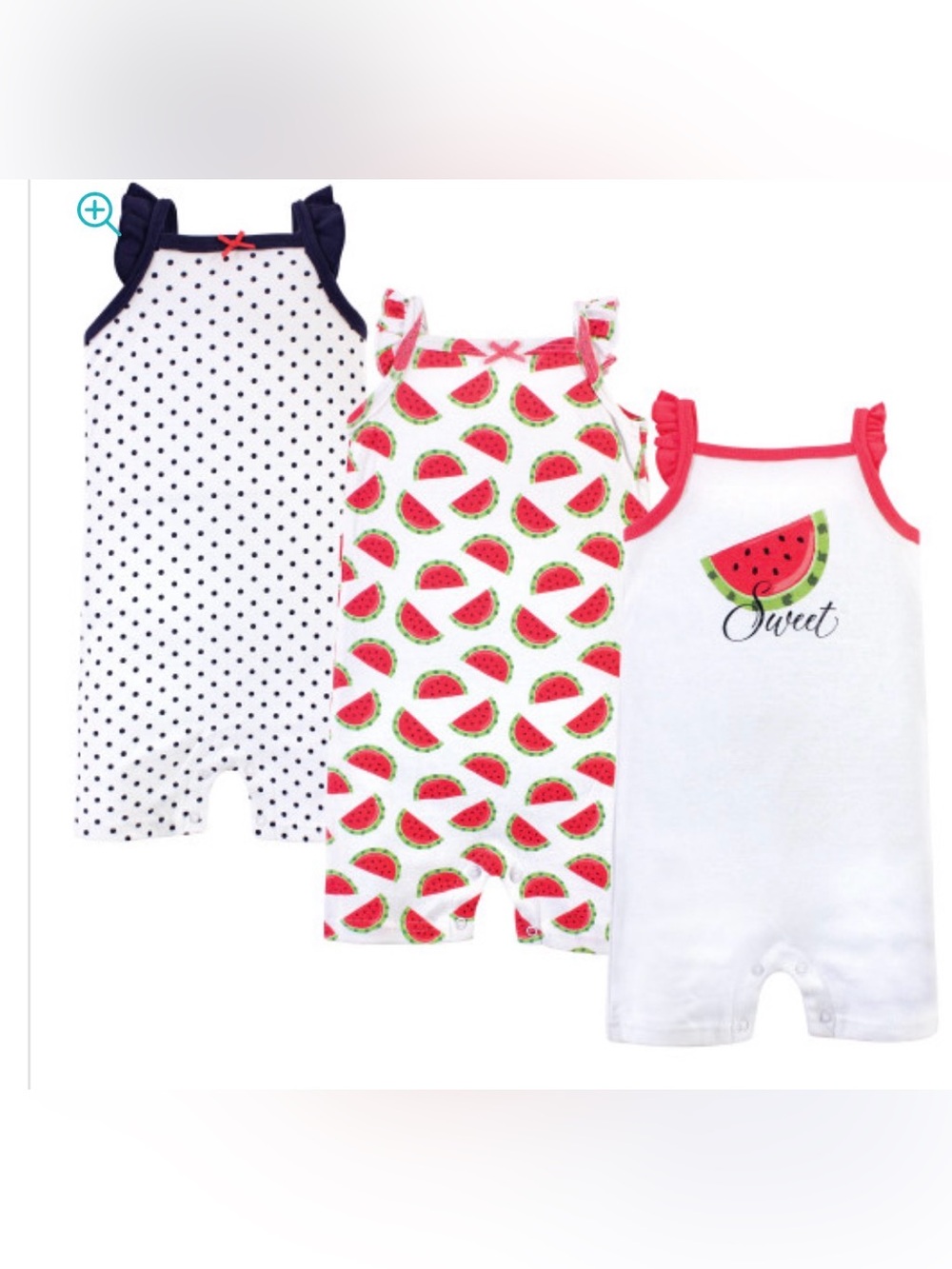 Hudson Baby Infant Girls 3 Pc Summertime Cotton Rompers Size 18-24 Months NWT